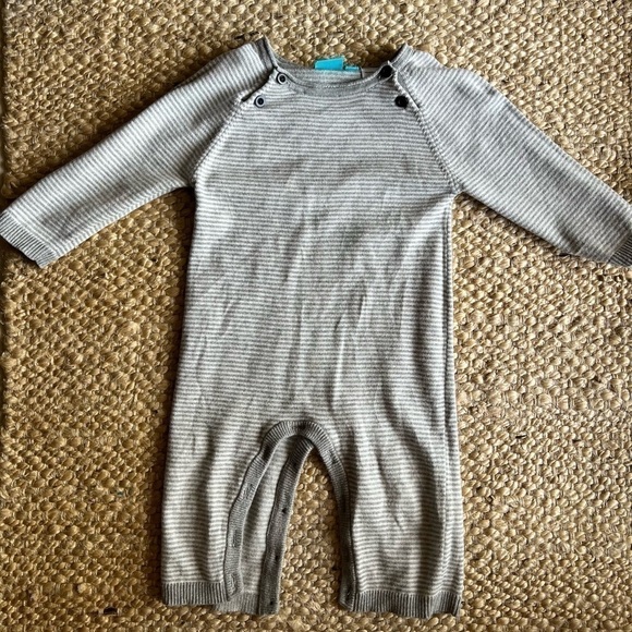 Bear Camp Other - Grey and White Striped Knit Romper.